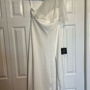Elegant White Dress with Sheer Overlay